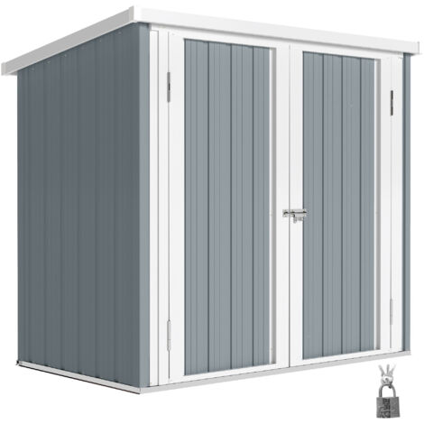 Abri de Jardin cabane de jardin 1,09 m² 2 Portes verrouillables 147 x 86 x 134 cm tôle d'acier Gris clair Blanc