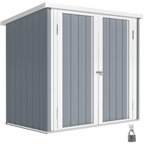 Abri de Jardin cabane de jardin 1,09 m² 2 Portes verrouillables 147 x 86 x 134 cm tôle d'acier Gris clair Blanc