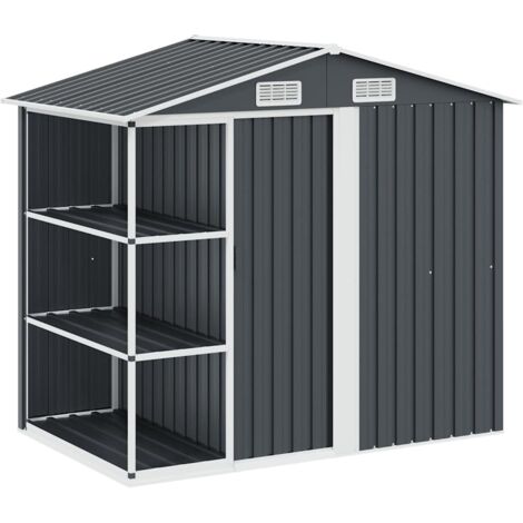 Abri de jardin Cabane de jardin - avec étagère Anthracite 205x130x183 cm Fer BV984712 - BonneVie