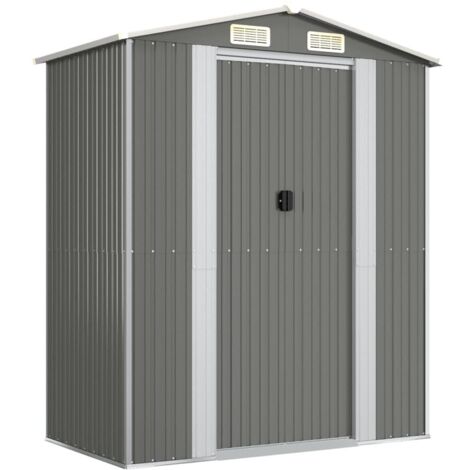 Abri de jardin  Cabane de jardin Chalet Gris clair 192x108x223 cm Acier galvanisé FR17147