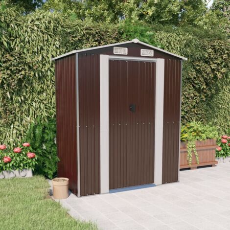 Abri de jardin Cabane de jardin Chalet Marron foncé 192x108x223 cm Acier galvanisé FR82167