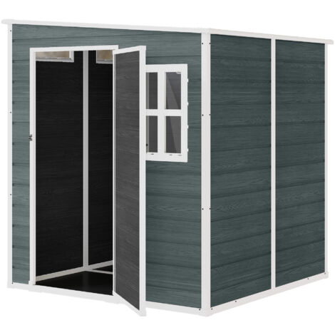 Abri de jardin cabanon rangement bois effet gris aluminium 182x182x183cm 3 fenêtres 2 aérations