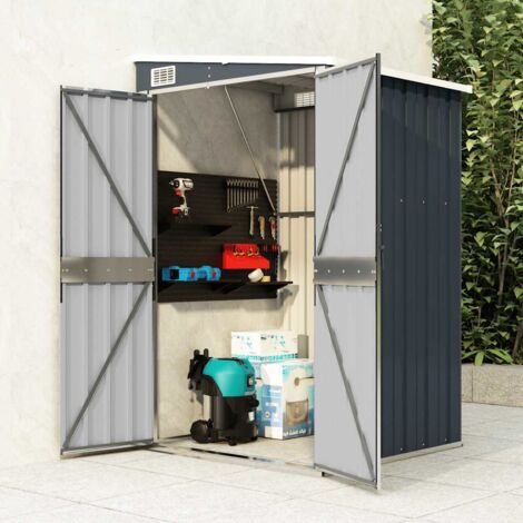Abri de jardin Chalet Cabane de jardin - murale Anthracite 118x100x178 cm Acier BV152133 - BonneVie