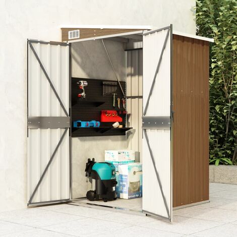 Abri de jardin Chalet | Remise de jardin murale Marron 118x100x178 cm Acier galvanisé 10425