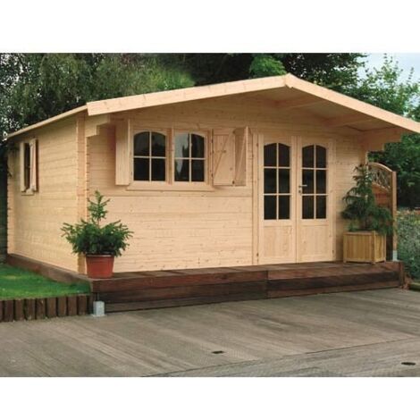 Abri de jardin Chambery en bois 17,79 m², Toiture Shingle gris, Plancher Oui