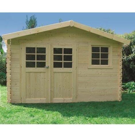 Abri de jardin Chimay en bois 9,18 m², Toiture Shingle rouge, Plancher Non