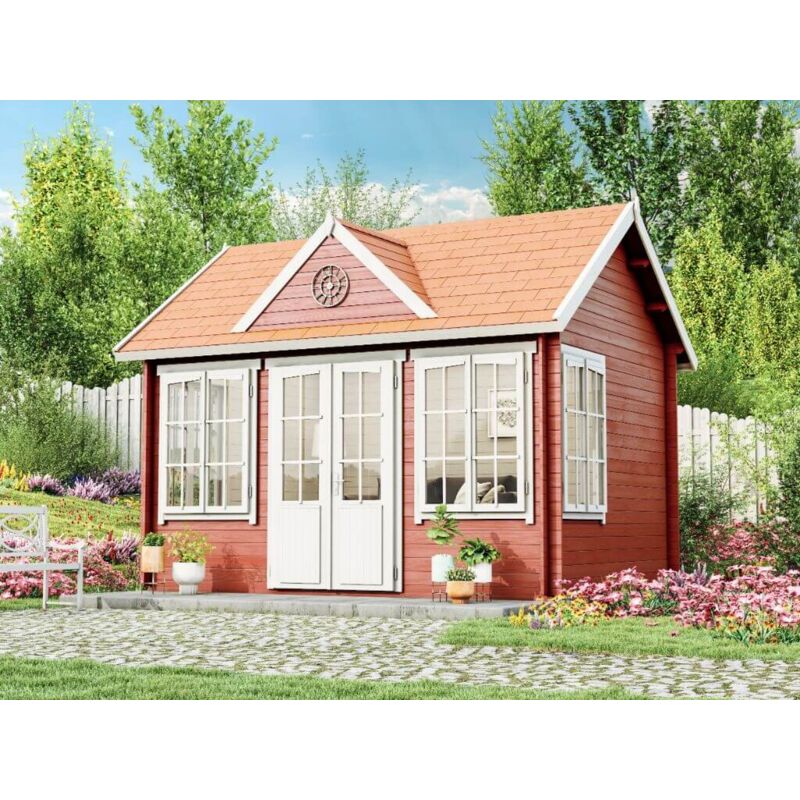 Abri de jardin modèle clockhouse® 28 Marron Imprégné, mm Épaisseur paroi 440 x 340 cm