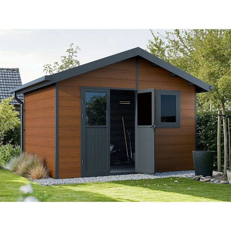 Direct Abris - Abri de Jardin Composite isora - 12m2 Brun - Cabane Atelier / Abri Velo