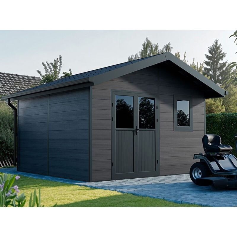 Direct Abris - Abri de Jardin Composite isora - 15m2 Gris - Cabane Atelier / Abri Velo