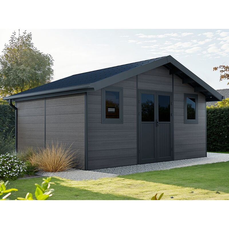 Direct Abris - Abri de Jardin Composite isora - 20m2 - Gris - Cabane de Jardin - Local