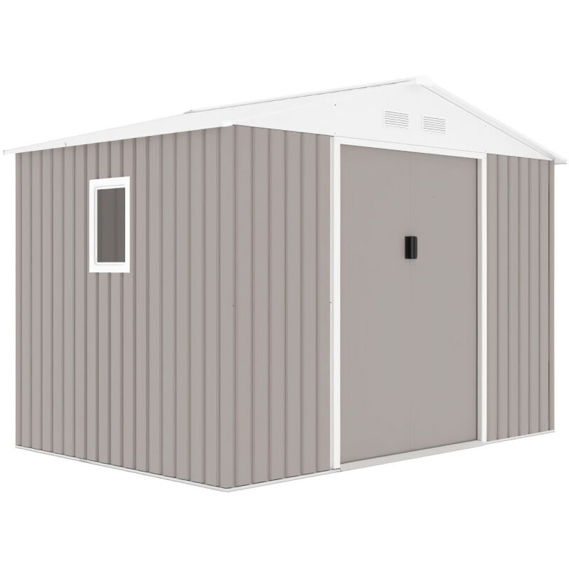 Abri de jardin en acier 5,29 m2 - Kit dancrage inclus - Taupe