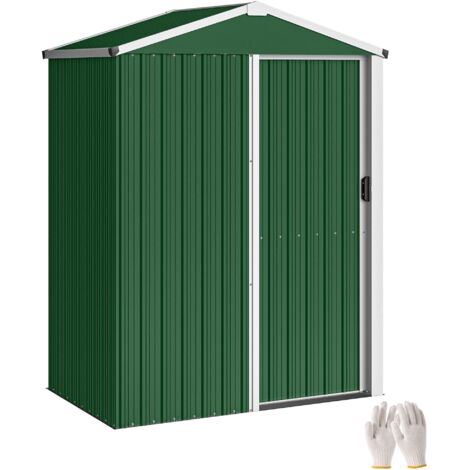 Abri de jardin en acier de 1,1 m² avec porte coulissante verrouillable, 136 x 87 x 179 cm, vert