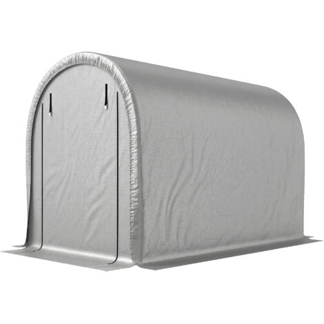Abri de jardin en acier galvanisé et PE 160g/m² anti-UV, gris clair 159x240x185cm, pour moto et tondeuse