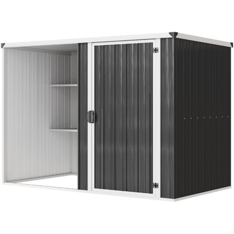 Abri de jardin en acier galvanisé, porte verrouillable, 231 x 125 x 162 cm, gris