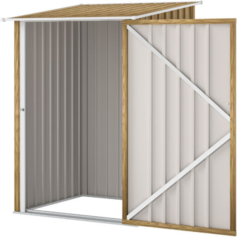 Abri de jardin en acier galvanisé pour rangement d'outils avec porte battante, 100x104x160 cm, marron clair