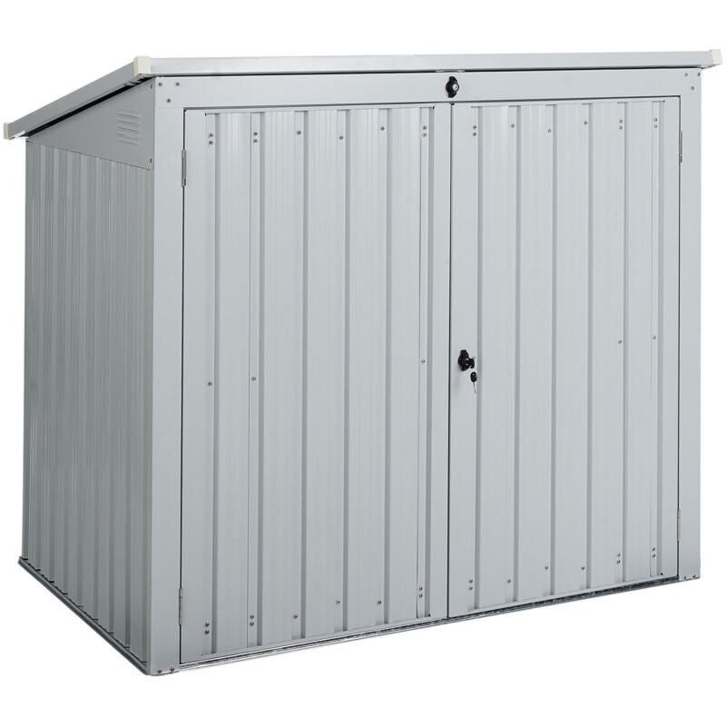 Beliani - Abri de Jardin en Acier Galvanisé 134 cm pour Outils et Matériel Gris Clair Moena