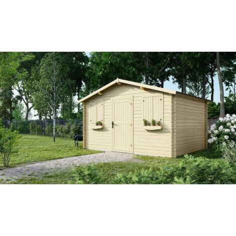 Abri de jardin en bois - 12m2 - 4x3m - Ep. 28mm - Couleur: naturel