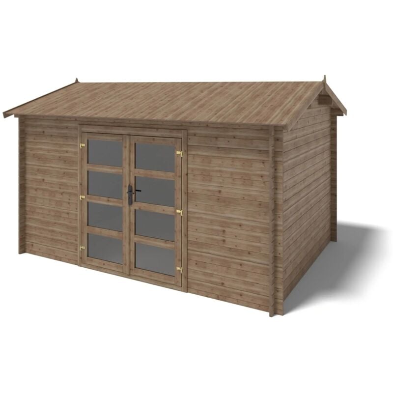 Altanka - Abri de jardin en bois - 12m2 - 4x3m - Traité - Ep. 28mm - Couleur: marron