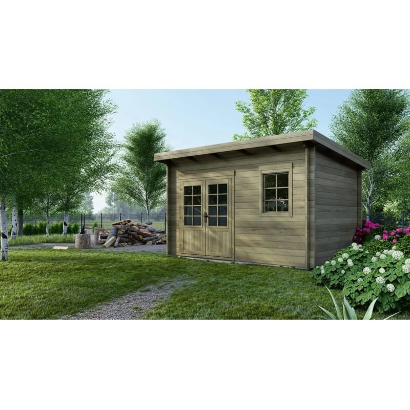 Altanka - Abri de jardin en bois - 12m2 - 4x3m - Traité - Ep. 40mm - Couleur: vert