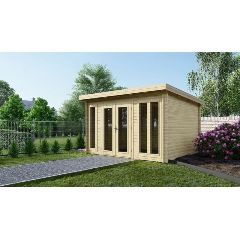 Altanka - Abri de jardin en bois - 16m2 - 4x4m - Ep. 34mm - Couleur: naturel
