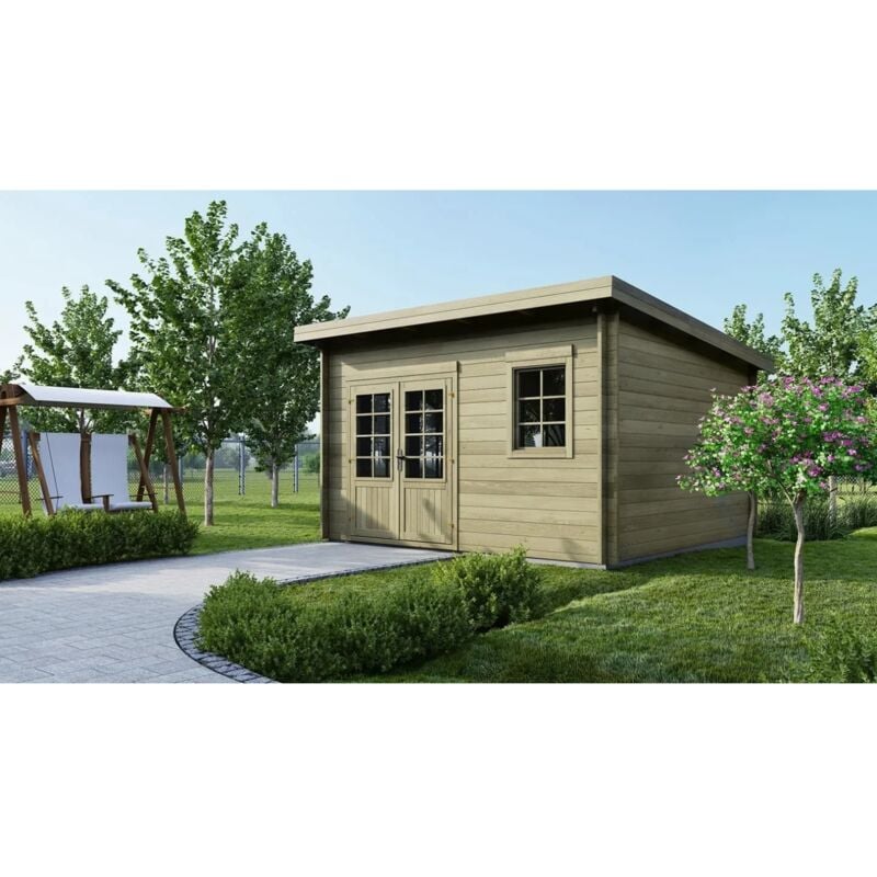 Altanka - Abri de jardin en bois - 16m2 - 4x4m - Traité - Ep. 40mm - Couleur: vert