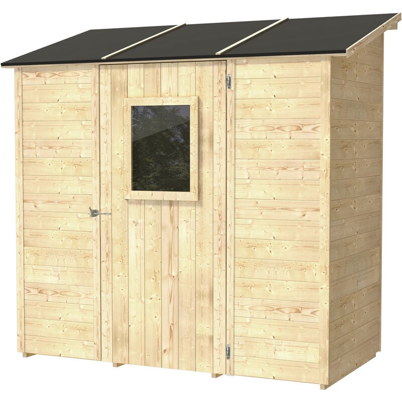 Casetta di legno vaniglia addossata dim. 207X102 cm con porta singola finestrata /pefc