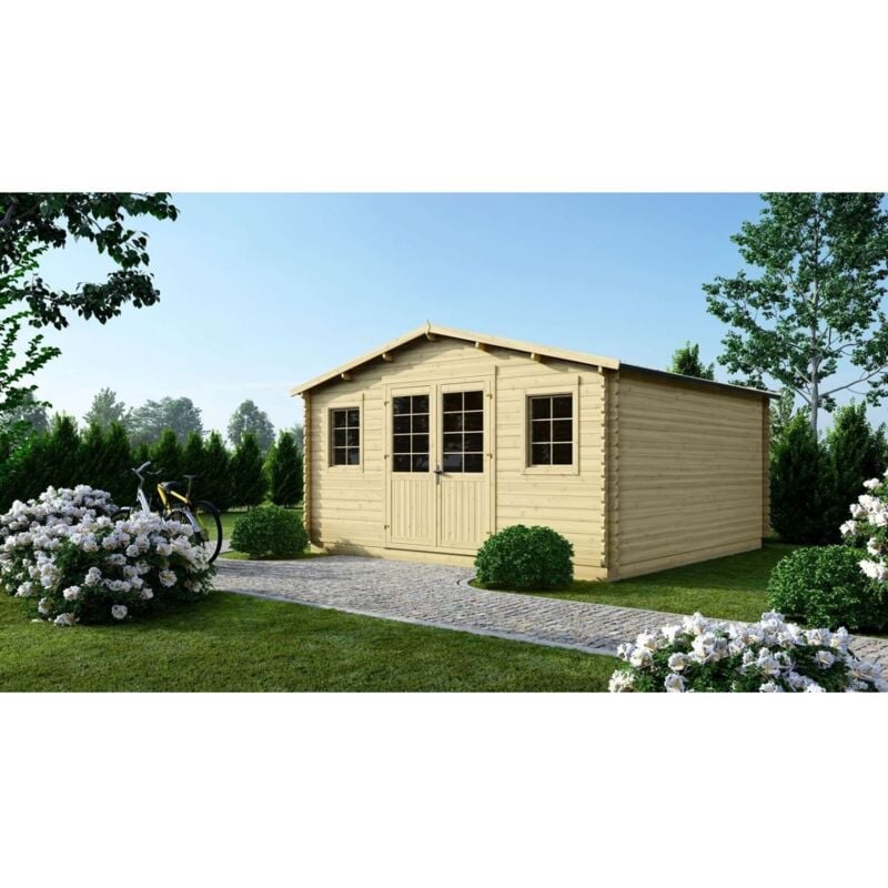 Altanka - Abri de jardin en bois - 20m2 - 5x4m - Ep. 40mm - Couleur: naturel