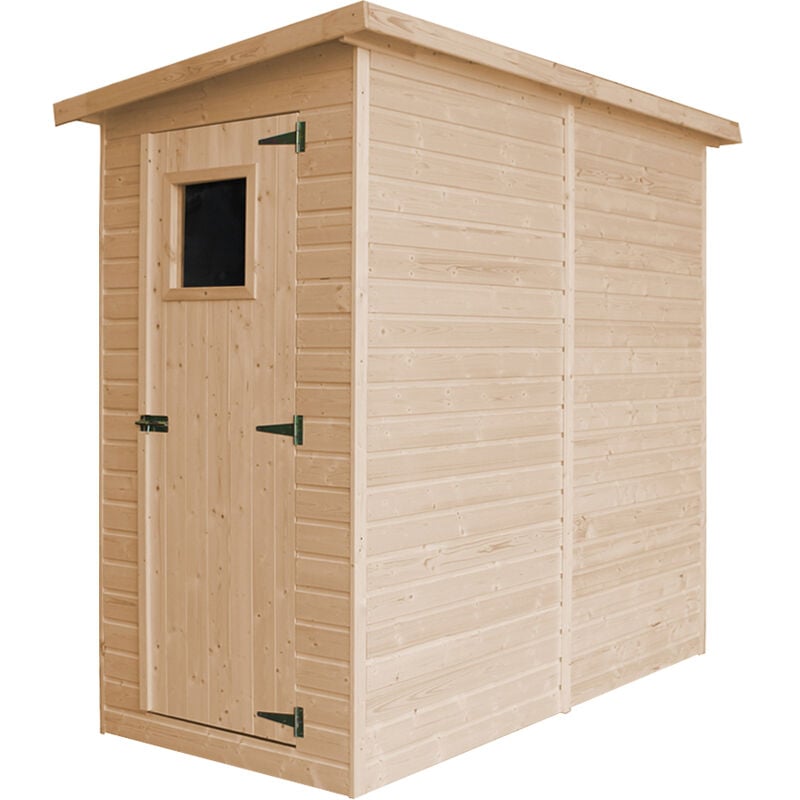 Timbela - Abri à outils en bois Naturel - Stockage extérieur avec fenêtres H203x123x223 cm/2,1 m² hangar en bois naturel - Atelier rangement outils