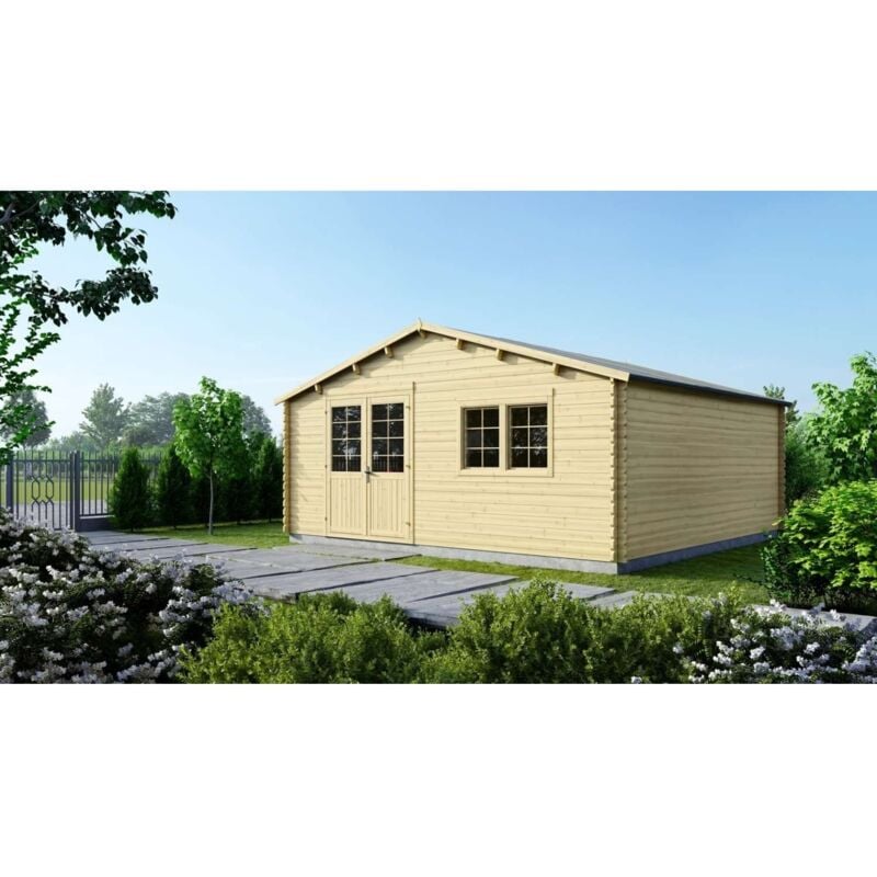 Altanka - Abri de jardin en bois - 36m2 - 6x6m - Ep. 40mm - Couleur: naturel