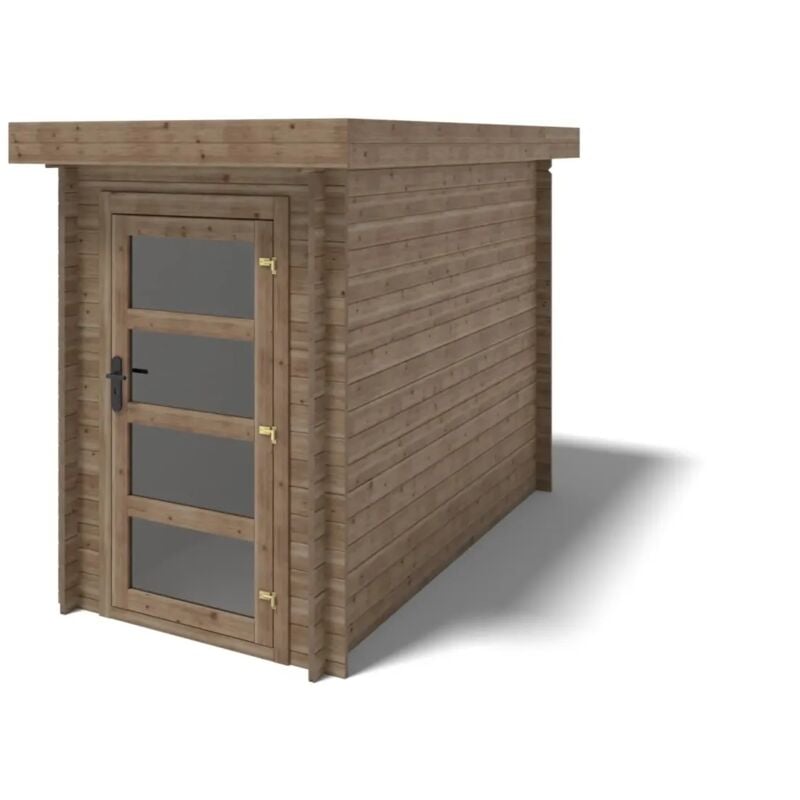 Altanka - Abri de jardin en bois - 4,50m2 - 1,50x3m - Traité - Ep. 28mm - Couleur: marron