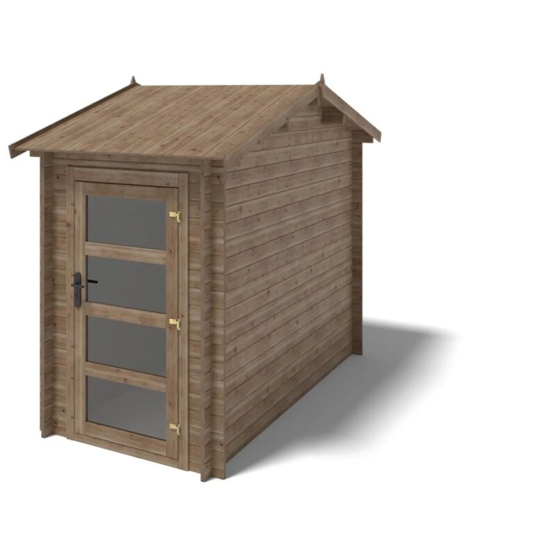 Altanka - Abri de jardin en bois - 4,50m2 - 1,50x3m - Traité - Ep. 28mm - Couleur: marron