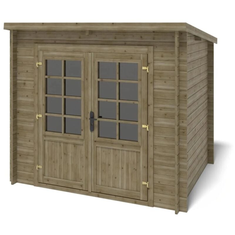 Altanka - Abri de jardin en bois - 5m2 - 2,50x2m - Traité - Ep. 28mm - Couleur: vert