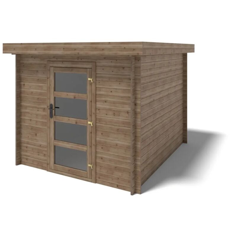 Altanka - Abri de jardin en bois - 7,50m2 - 2,50x3m - Traité - Ep. 28mm - Couleur: marron