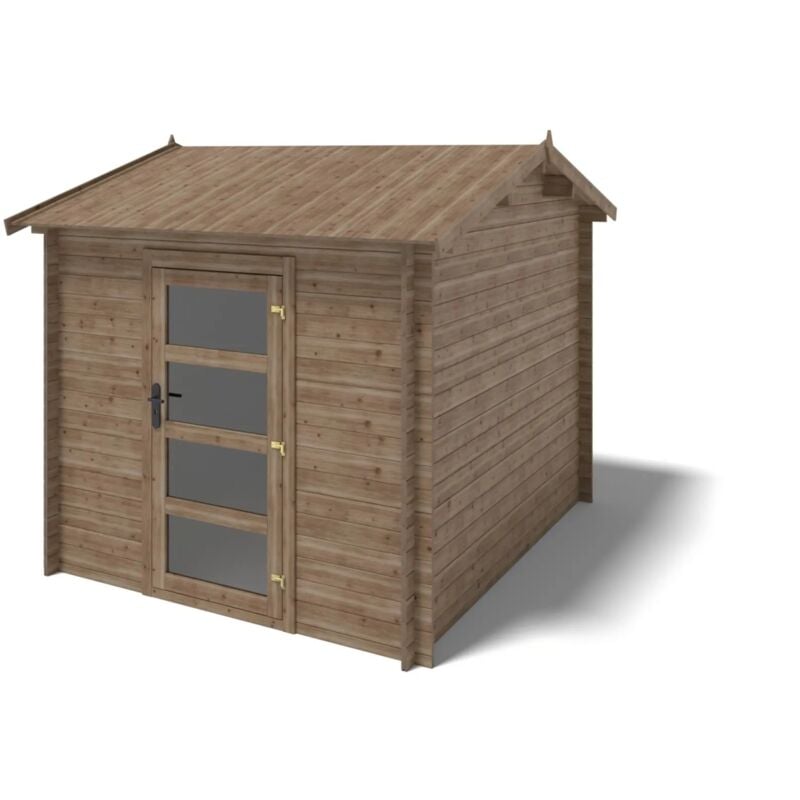 Abri de jardin en bois - 7,50m2 - 2,50x3m - Traité - Ep. 28mm - Couleur: marron
