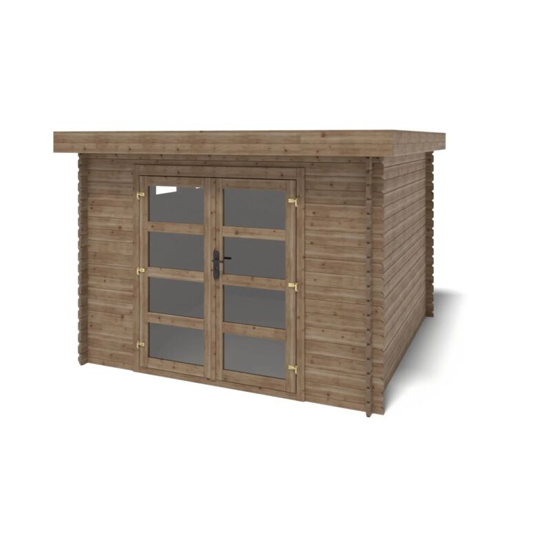 Altanka - Abri de jardin en bois - 9m2 - 3x3m - Traité - Ep. 28mm - Couleur: marron