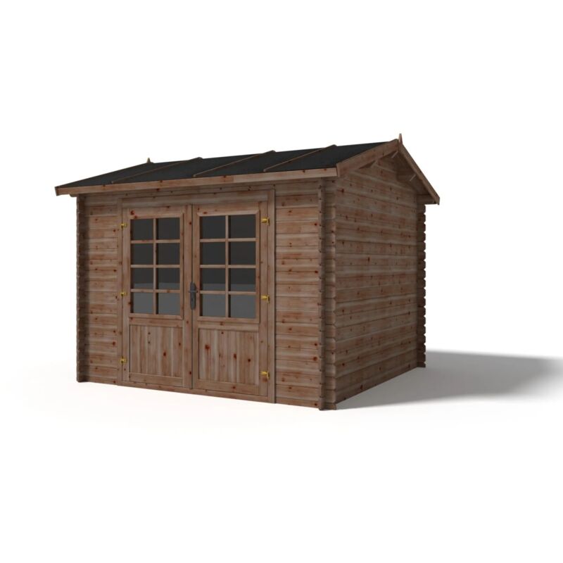 Altanka - Abri de jardin en bois - 9m2 - 3x3m - Traité - Ep. 28mm - Couleur: marron
