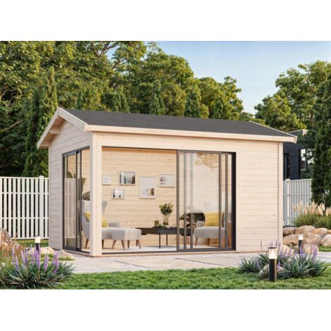 Abri de jardin en bois Amanda 11,2 m2 Slide Plus Naturel