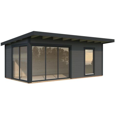 Abri de jardin en bois Andrea 17,1 m2 Slide Peint gris foncé + anthracite