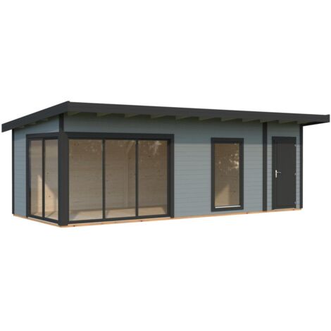 Abri de jardin en bois Andrea 21,1 m2 Slide Peint gris clair + anthracite