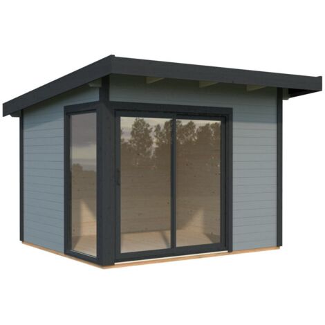Abri de jardin en bois Andrea 7,5 m2 Slide Plus Peint gris clair + anthracite