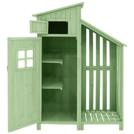 Abri de Jardin en Bois - Armoire de Rangement Extérieur - Cabanon à Outils avec Étagères - Toit PVC - 124,5x46x174,7 cm - Vert