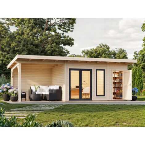 Abri de jardin en bois Aurelia 12,4+7,9 m2 Naturel