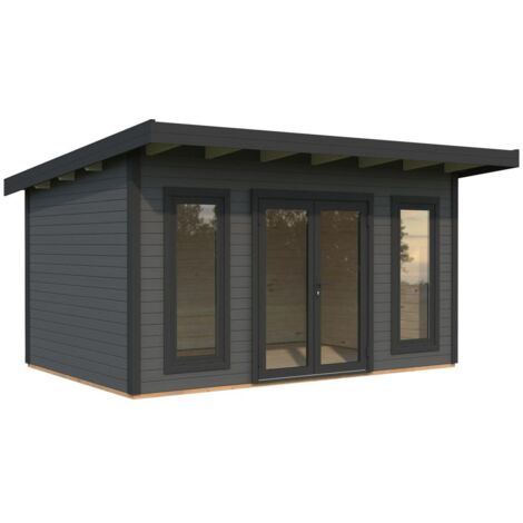 Abri de jardin en bois Aurelia 12,7 m2 Peint gris foncé + anthracite