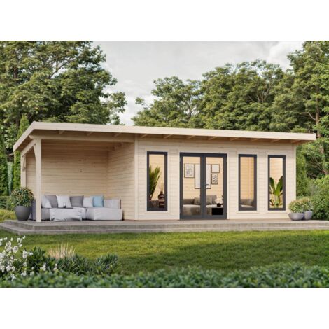 Abri de jardin en bois Aurelia 15,2+7,9 m2 Traité Translucide