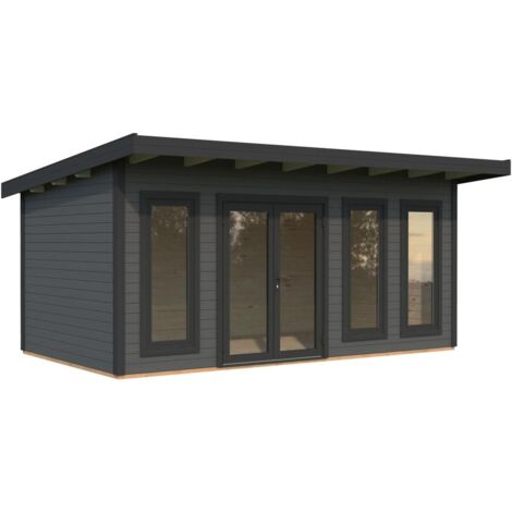 Abri de jardin en bois Aurelia 15,2 m2 Peint gris foncé + anthracite