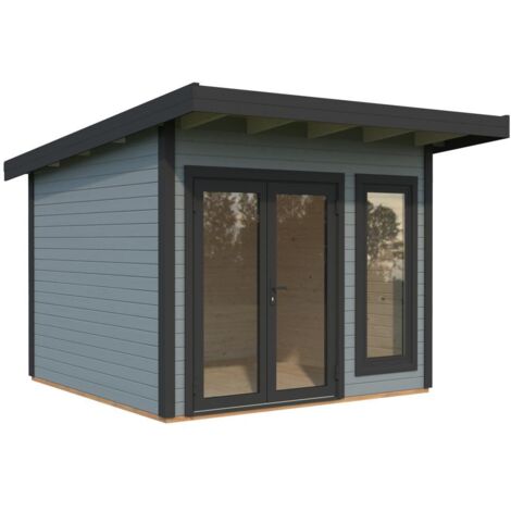 Abri de jardin en bois Aurelia 8,4 m2 Peint gris clair + anthracite
