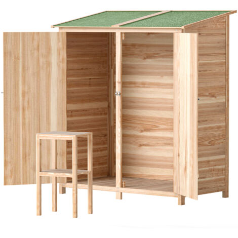 Abri de jardin en bois avec table intégrée, toit bitume, 140x75x157 cm, aspect bois naturel