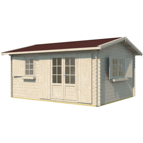 Abri de jardin en bois avec toiture en ardoise rouge - porte et fenêtres double vitrage ELISTA 17,5m²