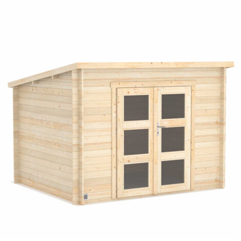 Cerland – Abri de jardin bois 6m² – Épicéa du Nord – Double porte avec vitrage – Toiture en volige 18mm – Grilles de ventilation pour aération