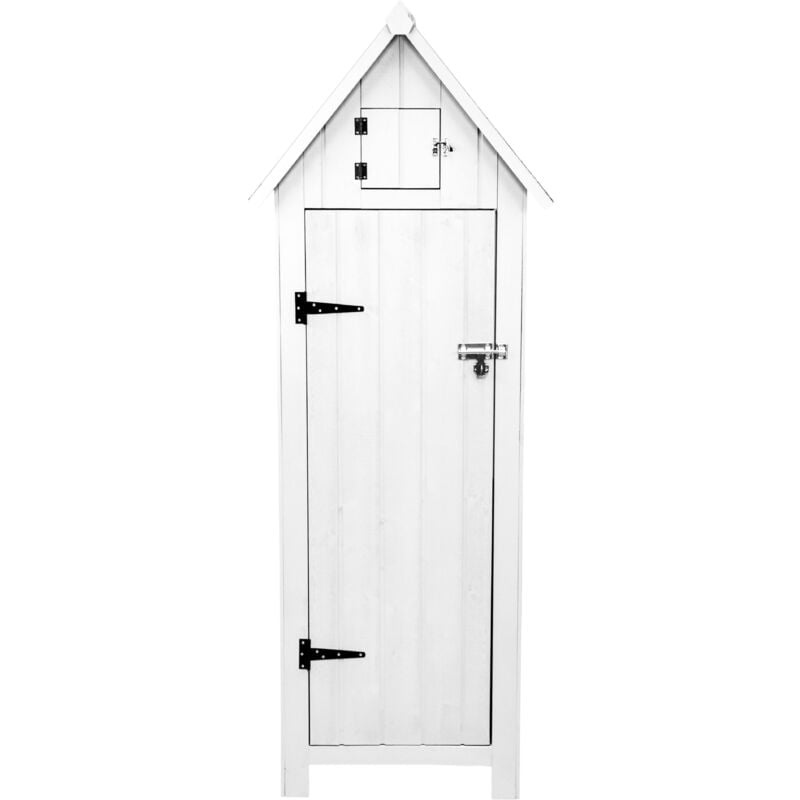 Monster Shop - Abri de Jardin en Bois Blanc 66 x 46 x 178 cm Cabane Cabanon Toit en Asphalte - Imperméable - Espace Extérieur Stockage Rangement